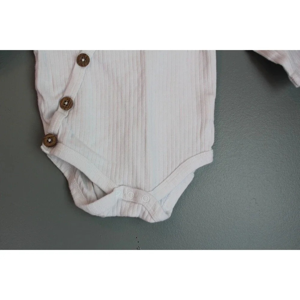 Rabbit & Bear One Piece Long Sleeve Bodysuit White Button Baby Size 6-9M